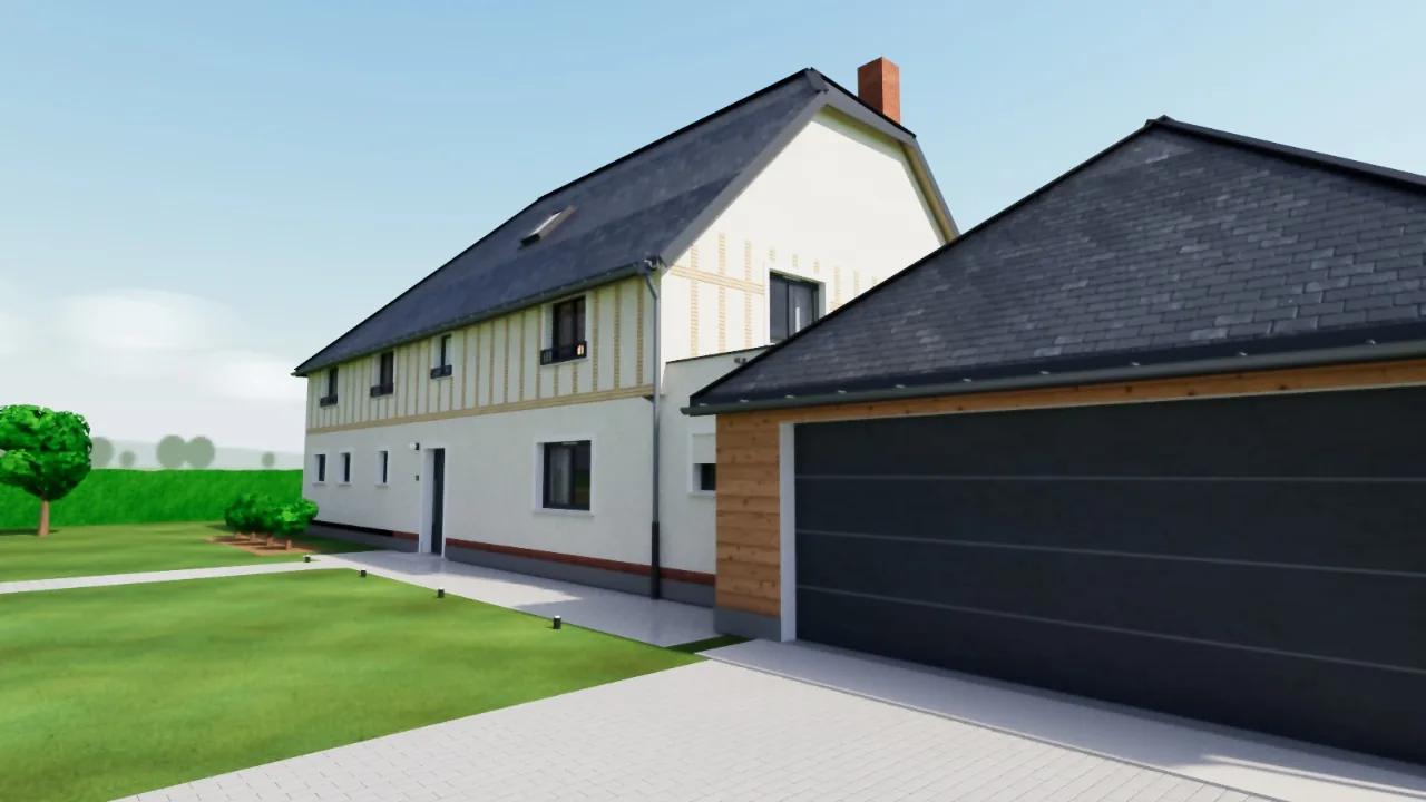 Rendu photoréaliste de la façade ouest du Manoir des Tilleuls