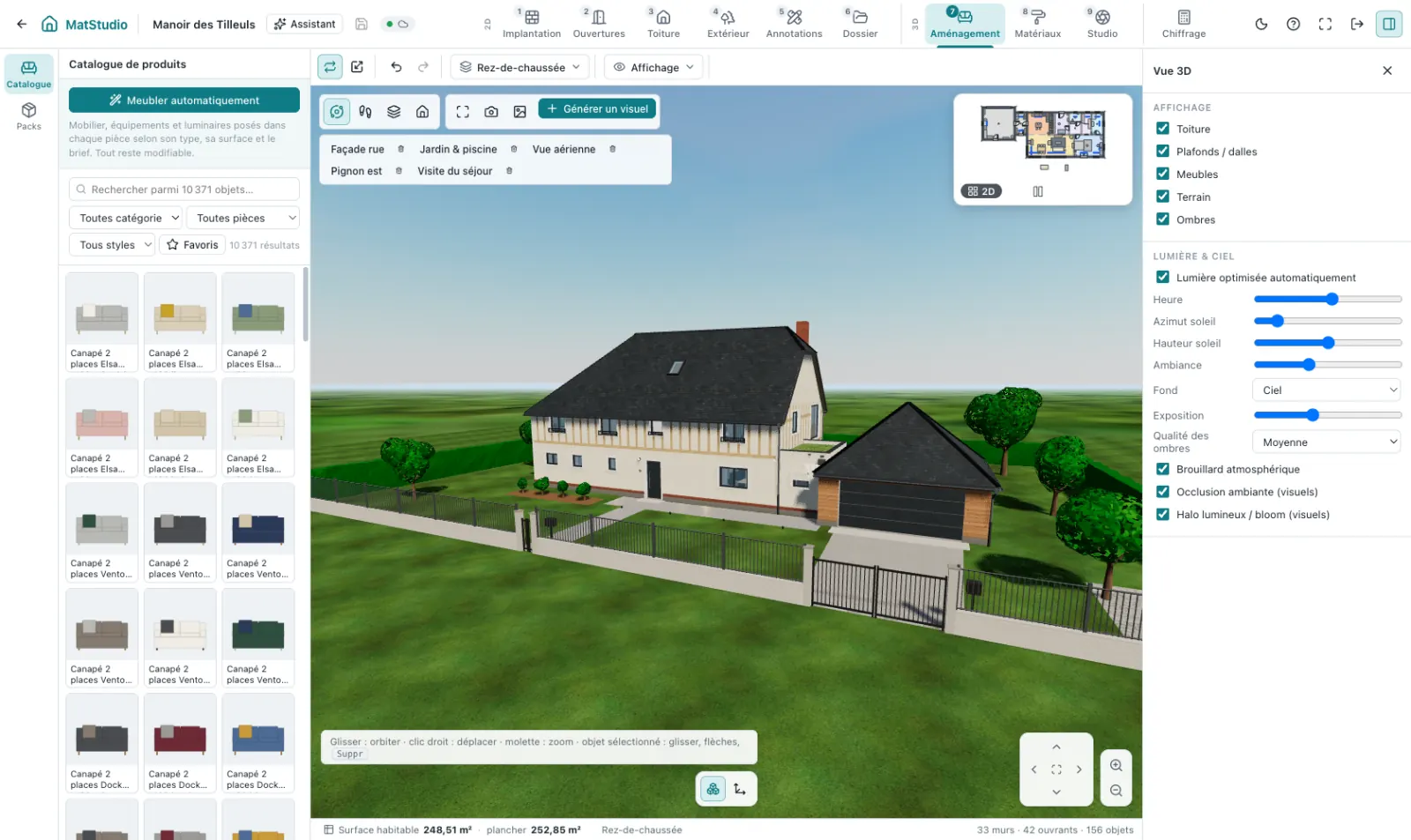 Maquette 3D du Manoir des Tilleuls présentée au client, côté rue